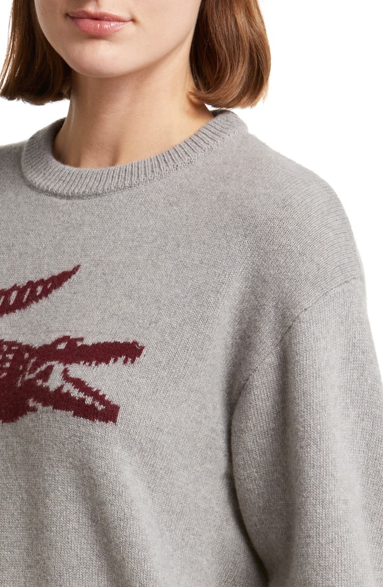 Lacoste Big Croc Cashmere & Wool Crewneck Sweater, Alternate, color, 