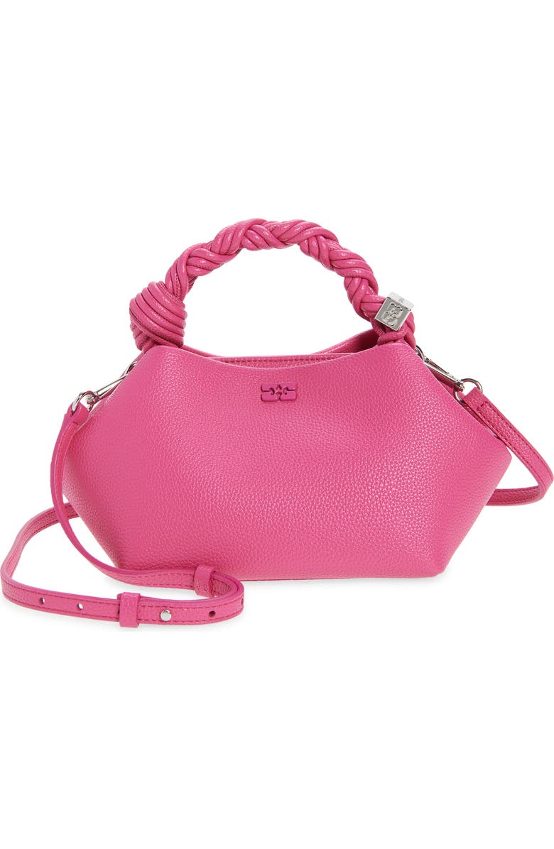 Ganni Small Bou Grained Faux Leather Top Handle Bag, Main, color, Cabaret