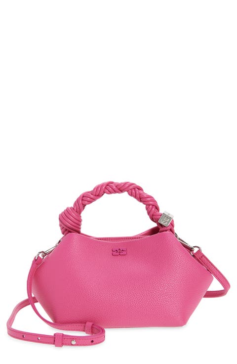 Small Bou Grained Faux Leather Top Handle Bag