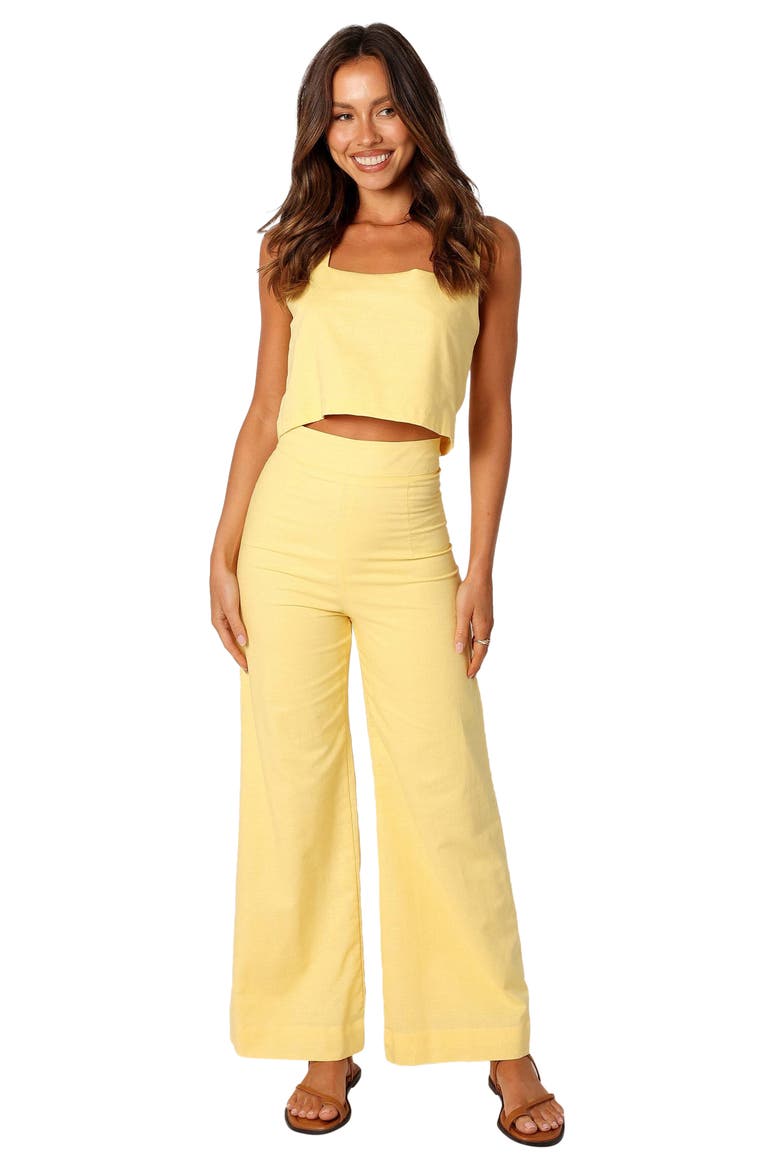 Devlin Cotton & Linen Crop Tank Top, Alternate, color, BUTTER YELLOW