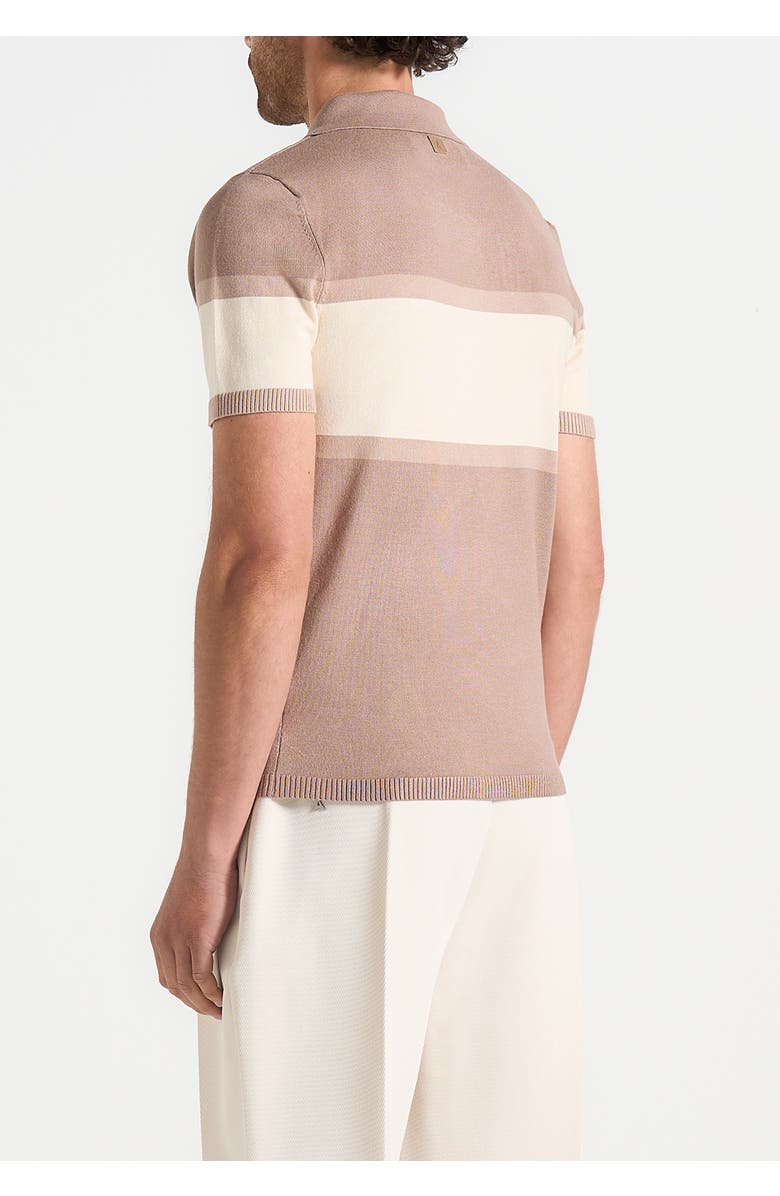 Manière De Voir Enzo Colour Block Polo Top, Alternate, color, Taupe