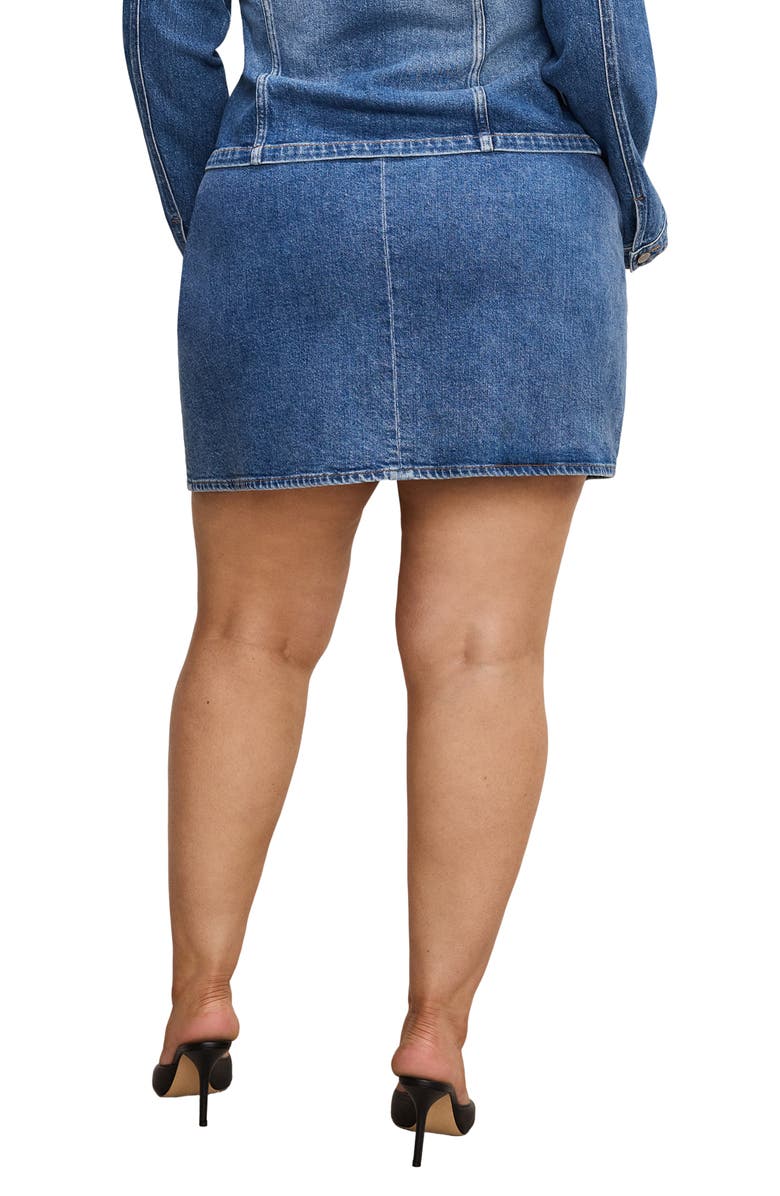 Good American Front Slit Denim Miniskirt, Alternate, color, Indigo771