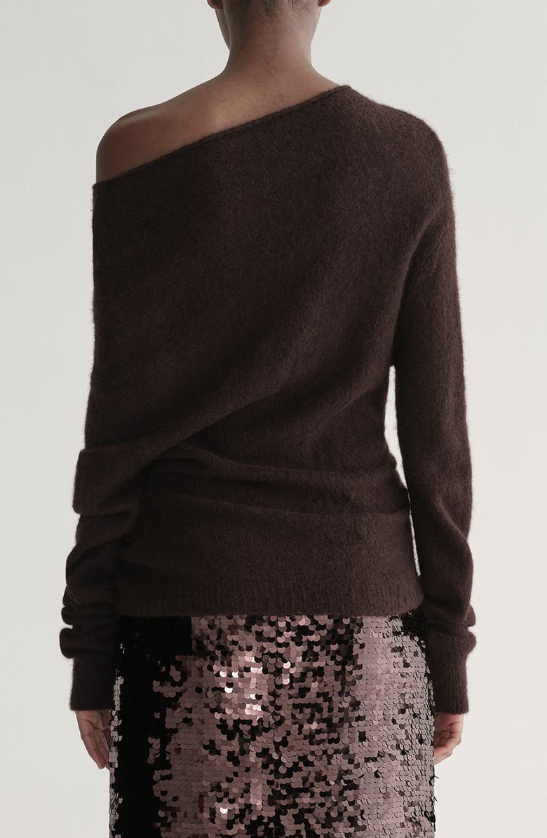 A.L.C. Freya One-Shoulder Alpaca-Blend Sweater, Alternate, color, Dark Umber
