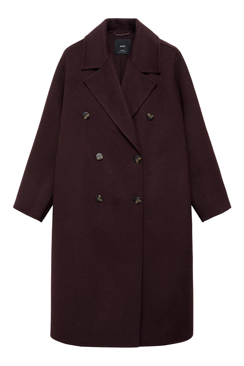 Picarol Double Breasted Wool Blend Coat, Alternate, color, WINE