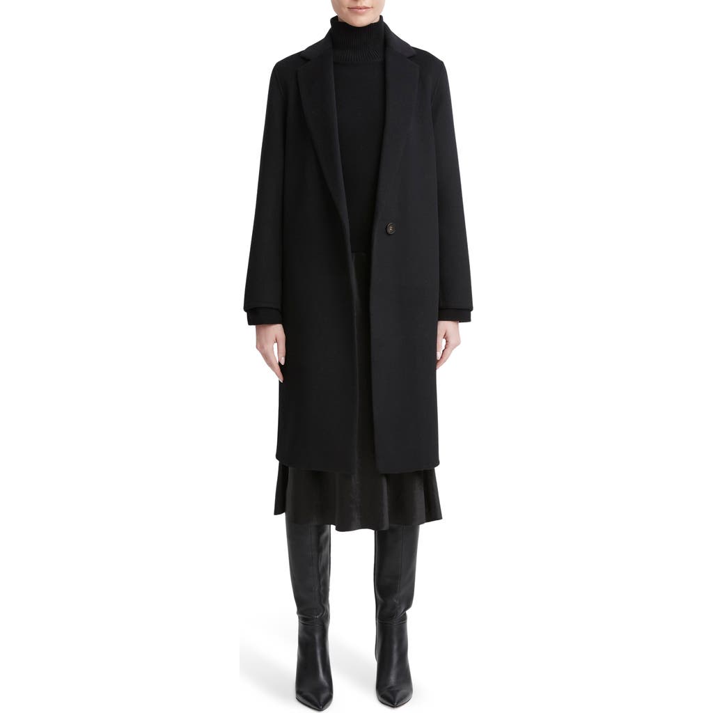 Vince One-button Long Coat In Black