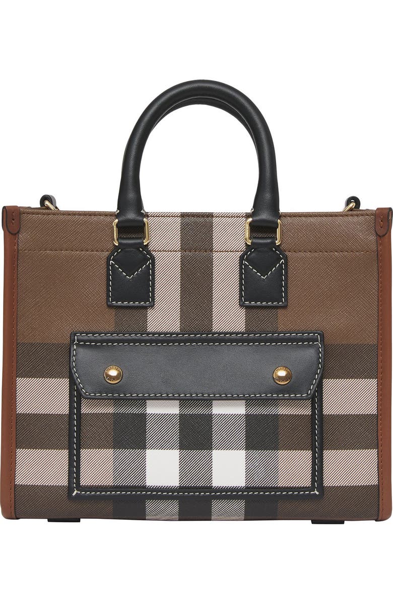 Burberry Mini Freya Check E-Canvas Tote, Main, color,