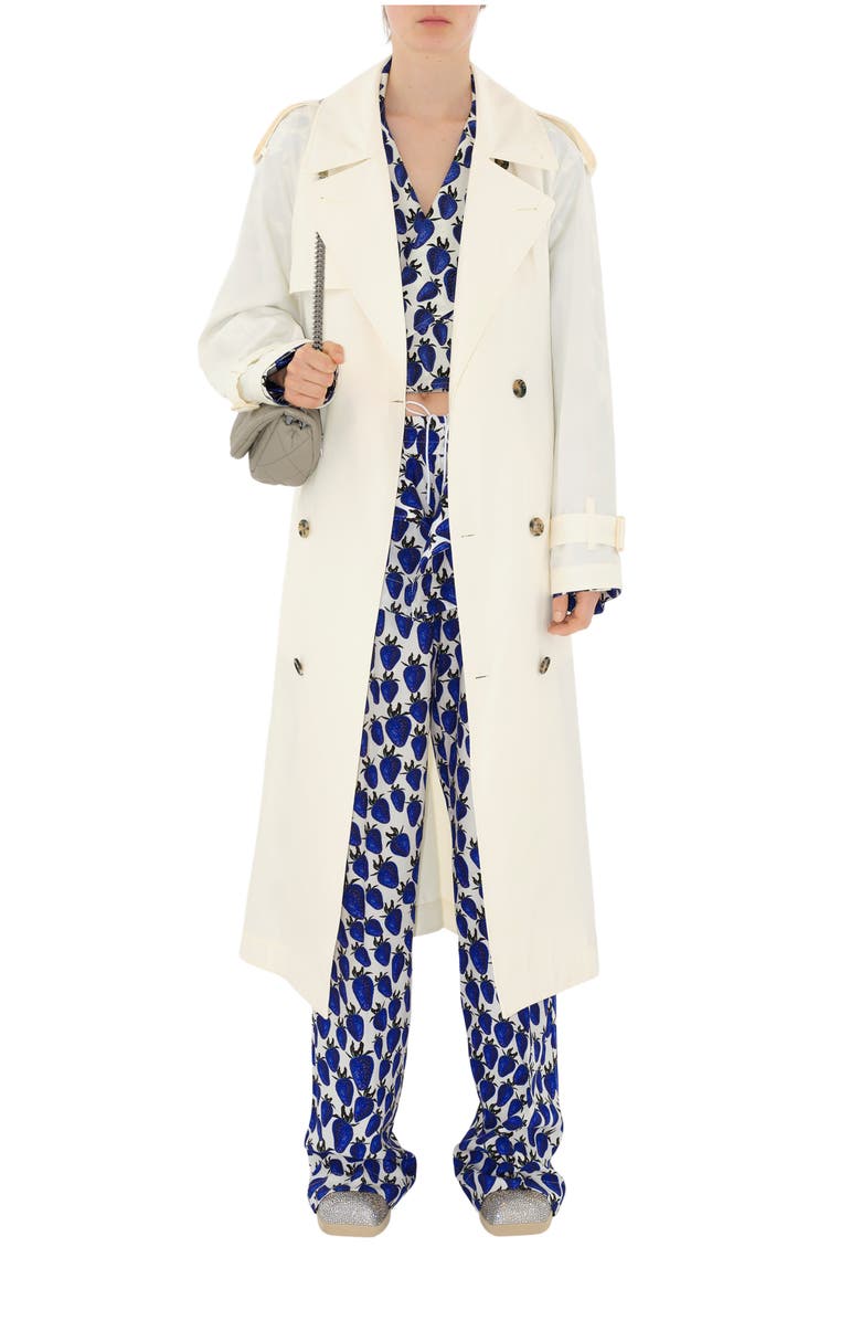 Burberry Long Silk Trench Coat, Main, color, 