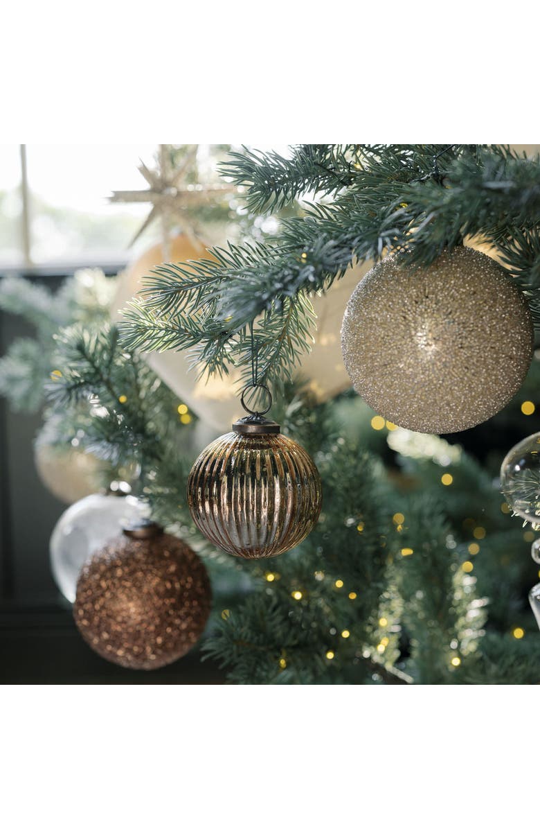 CG Hunter 4" Beaded Cream Glass Ornament, Alternate, color, Crème