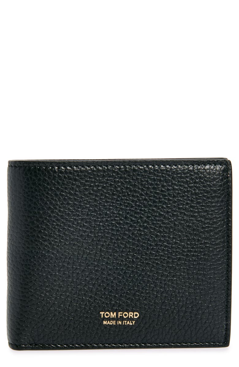 TOM FORD T-Line Soft Grain Leather Bifold Wallet, Main, color, 1N001 Black