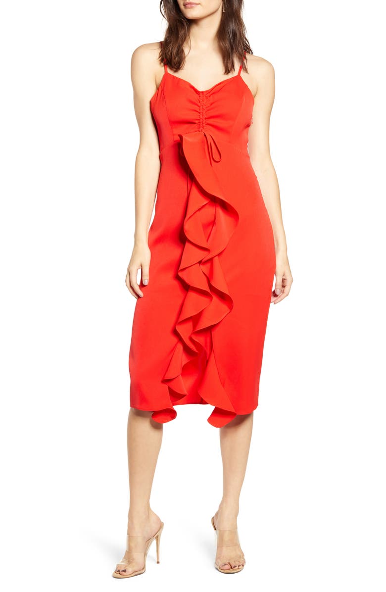 Endless Rose Ruffle Front Dress, Alternate, color, Red