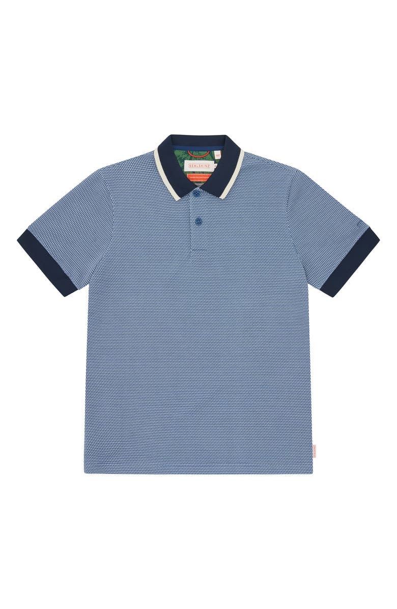 Sealskinz Ingworth Moon Print Polo, Alternate, color, Royal Blue/ Cream