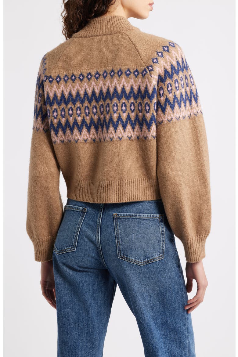 Alma Fair Isle Zip-Up Cardigan, Alternate, color, PINK MULTI