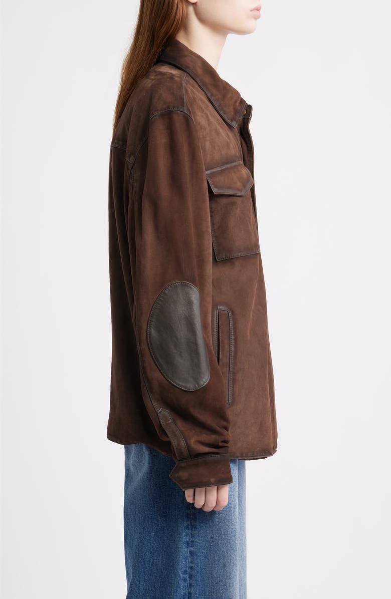 Frye Suede & Leather Shacket, Alternate, color, Dark Brown