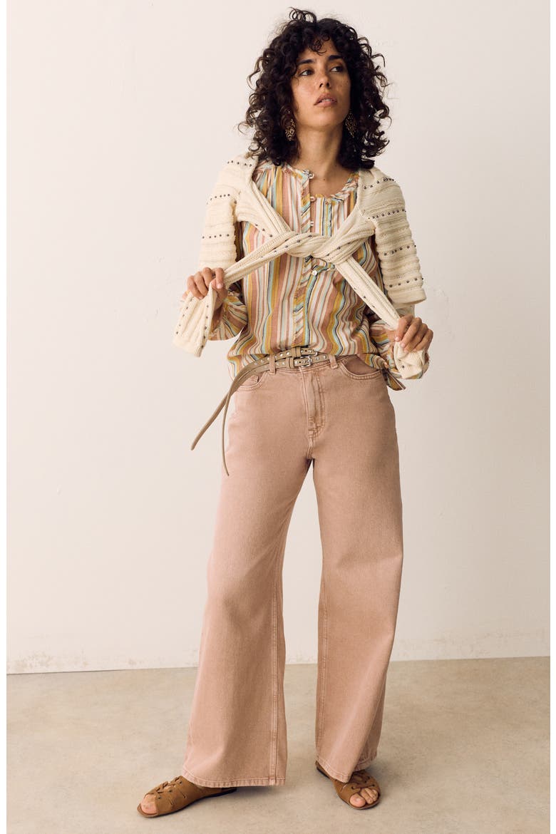High Waist Wide Leg Jeans, Alternate, color, BROWN