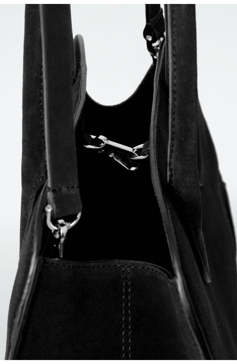 COS Mini Studio Bowling Bag - Suede, Alternate, color, Black