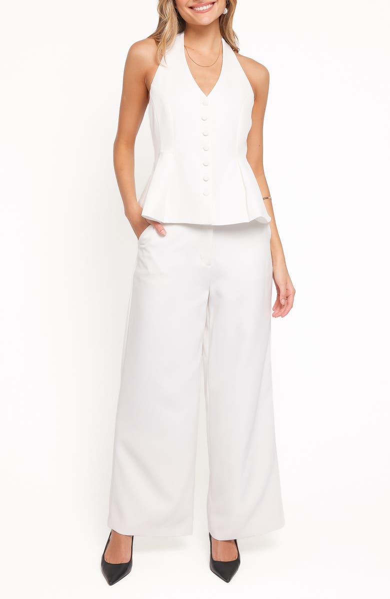 Petal & Pup Odelia Halter Vest & Wide Leg Pants Set, Main, color, White