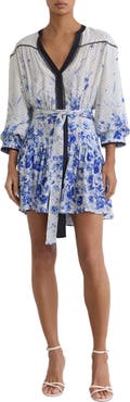 Reiss Anisa Floral-Print Belted Minidress