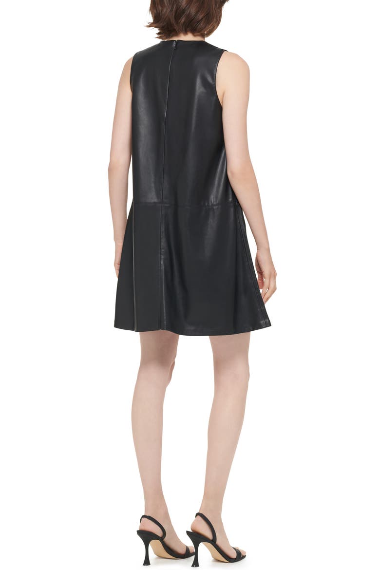 Paneled Faux Leather Dress, Alternate, color, BLACK