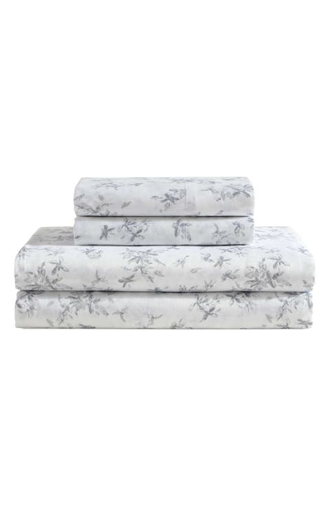 Abstract Ditsy Floral 300 Thread Count Sateen Sheet Set