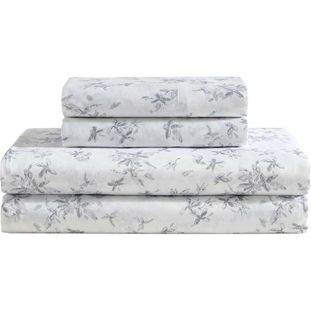 Calvin Klein Abstract Ditsy Floral 300 Thread Count Sateen Sheet Set In Grey