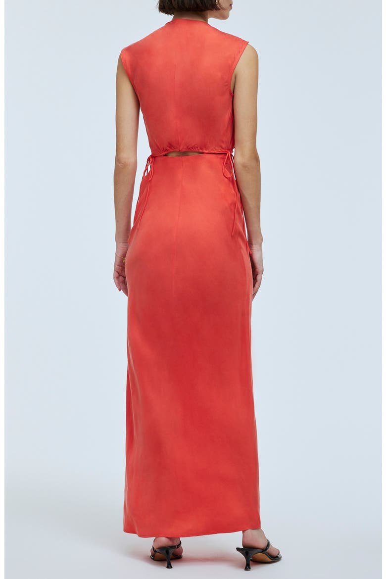 Modular Sleeveless Cupro Blend Maxi Dress, Alternate, color, FIRE LILY
