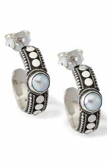 SAMUEL B. Sterling Silver Dot Hoop Earrings