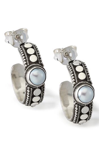 Samuel B. Silver 4mm Pearl Dot Hoops In Pearl