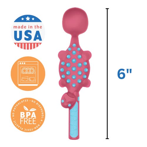 Constructive Eating Set Of 3 Dino Eating Utensils For Kids And Toddlers In Pink