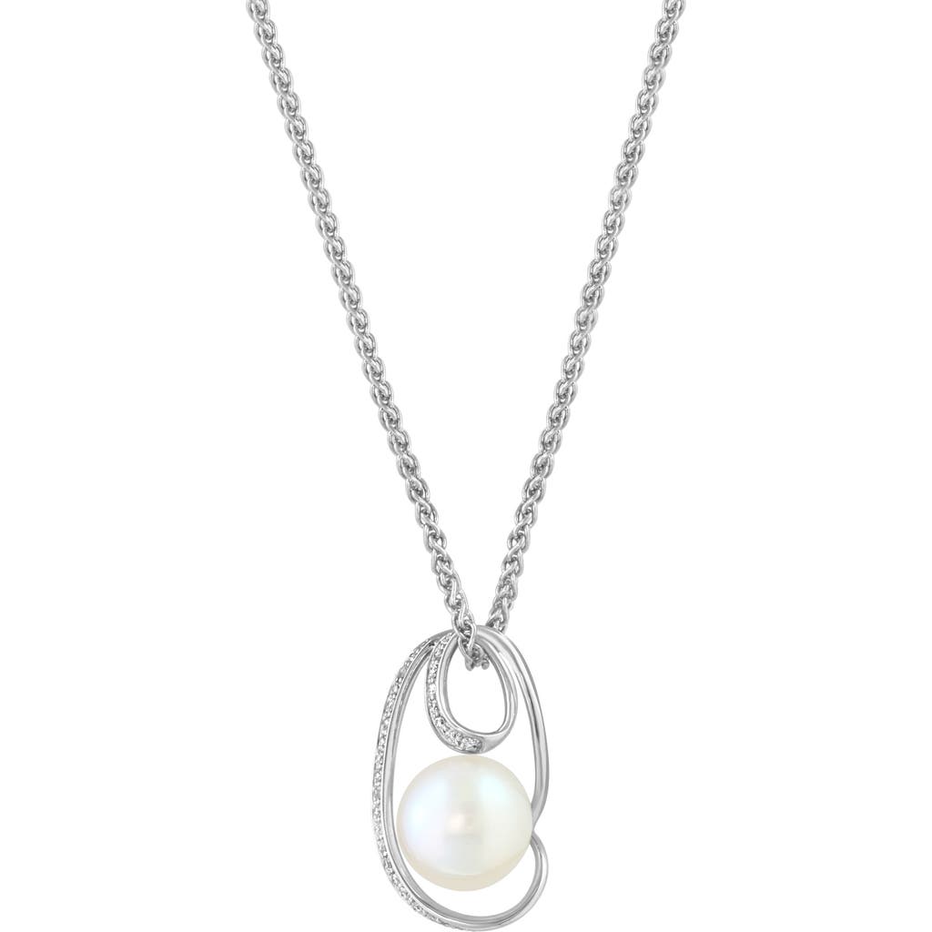 Effy Sterling Silver 9–9.5mm Freshwater Pearl & Diamond Pendant Necklace In White
