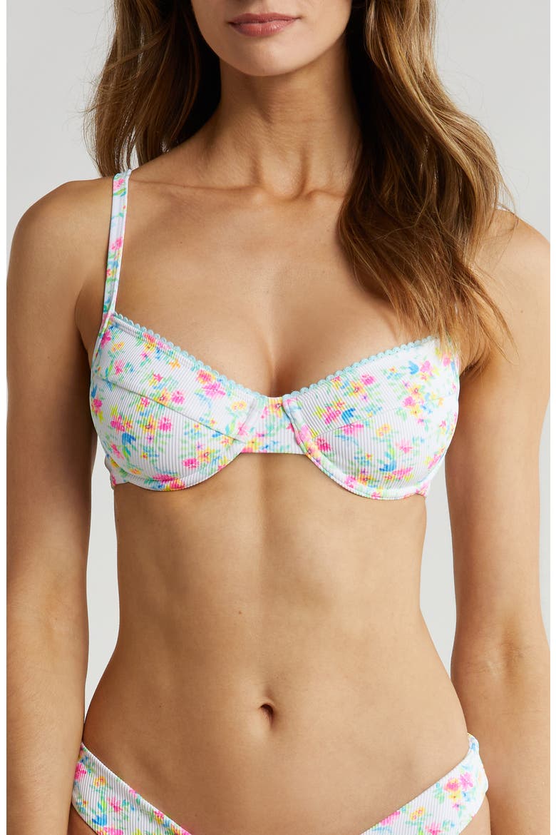 Ditzy Ribbed Underwire Bikini Top, Main, color, FOREVER FAIRYTALE