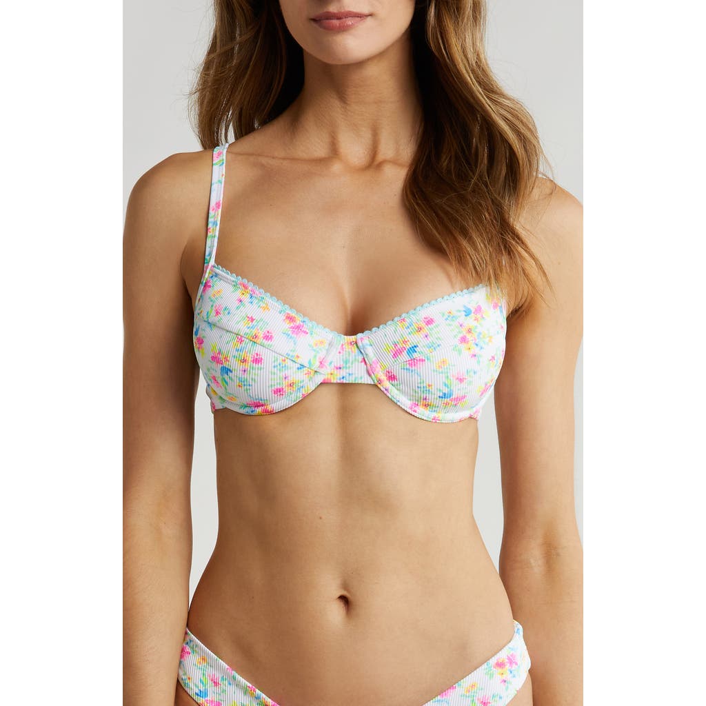 Kulani Kinis Ditzy Ribbed Underwire Bikini Top In Forever Fairytale