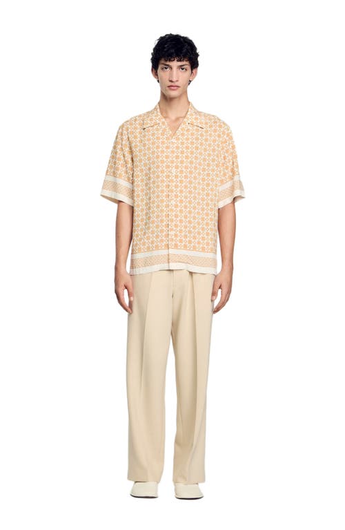 Sandro Square Cross Short-sleeve Shirt In Fire