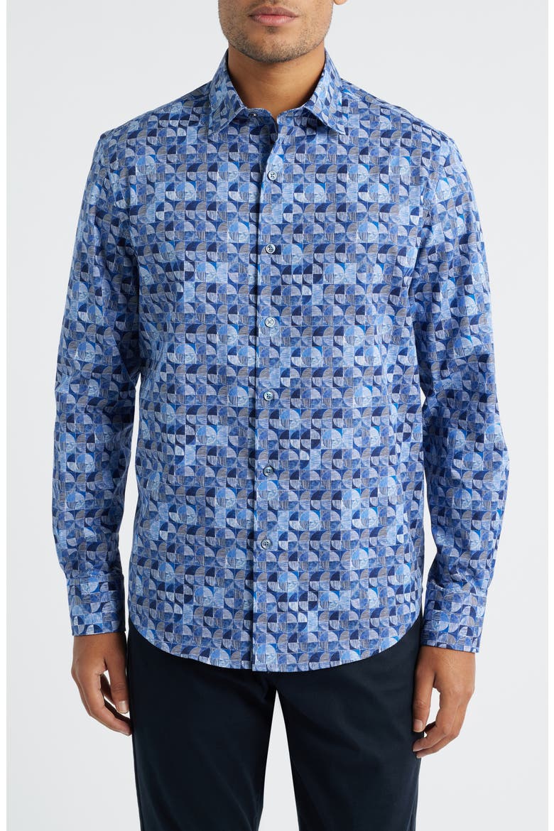 Julian Shaped Fit Button-Up Shirt, Main, color, SAPPHIRE