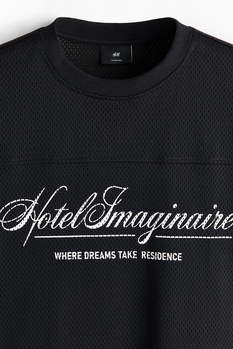 Oversized Fit Printed Mesh T-shirt, Alternate, color, Black/Hotel Imaginaire