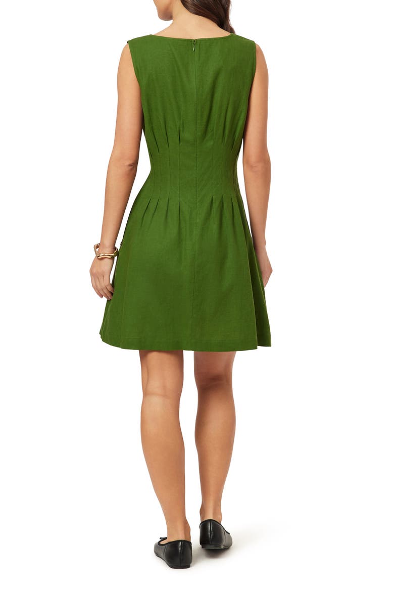 Paisley Print Boatneck Fit & Flare Dress, Alternate, color, GARDEN GREEN