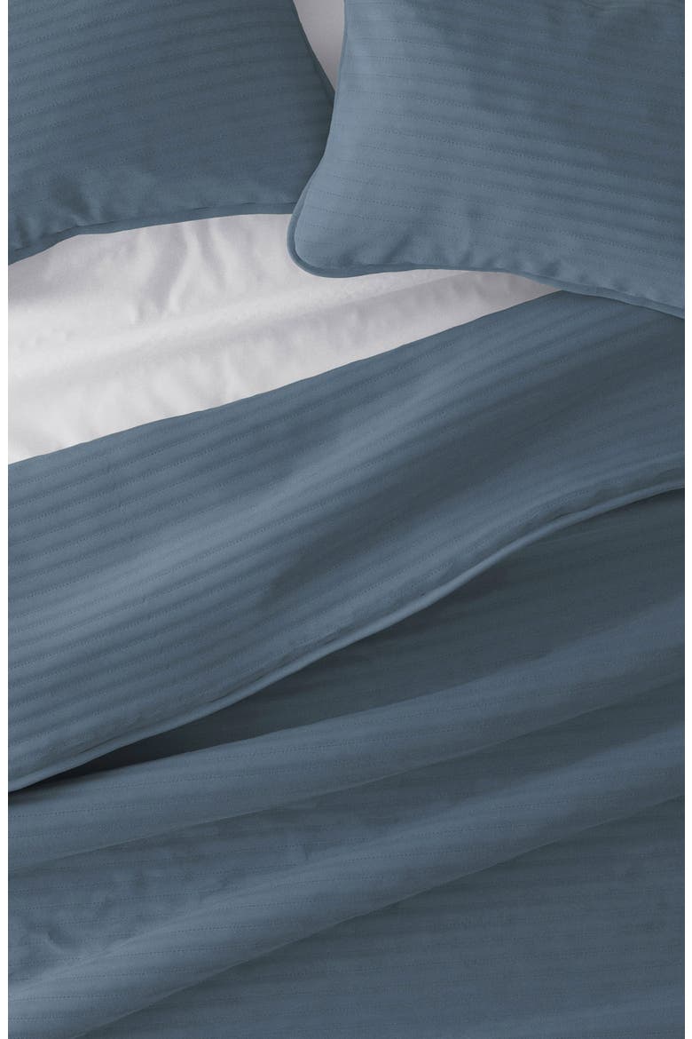 All Season Stripe Stitch 3-Piece Down Alternative Quilt Set, Alternate, color, DUSK BLUE
