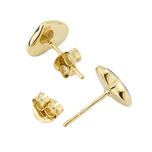 Jan Leslie Heart Stud Earring Set In Sterling With 18k Gold Overlay In Blue