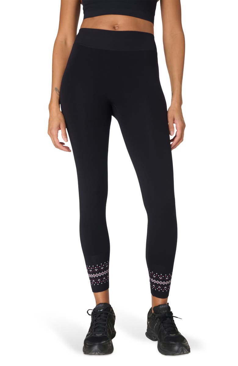 Sweaty Betty Fairisle Novelty Print Base Leggings, Main, color, Black Ski Fair Isle Jacquard