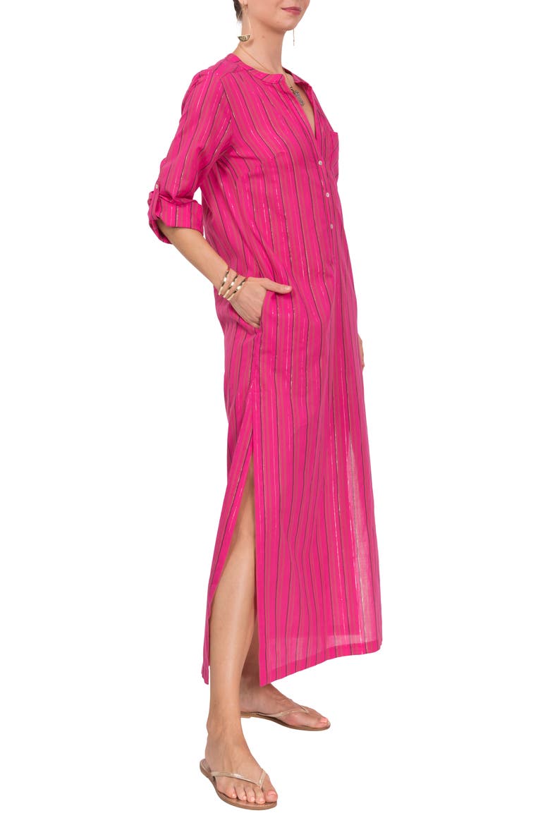 Tracey Cotton Caftan, Alternate, color, HOT PINK