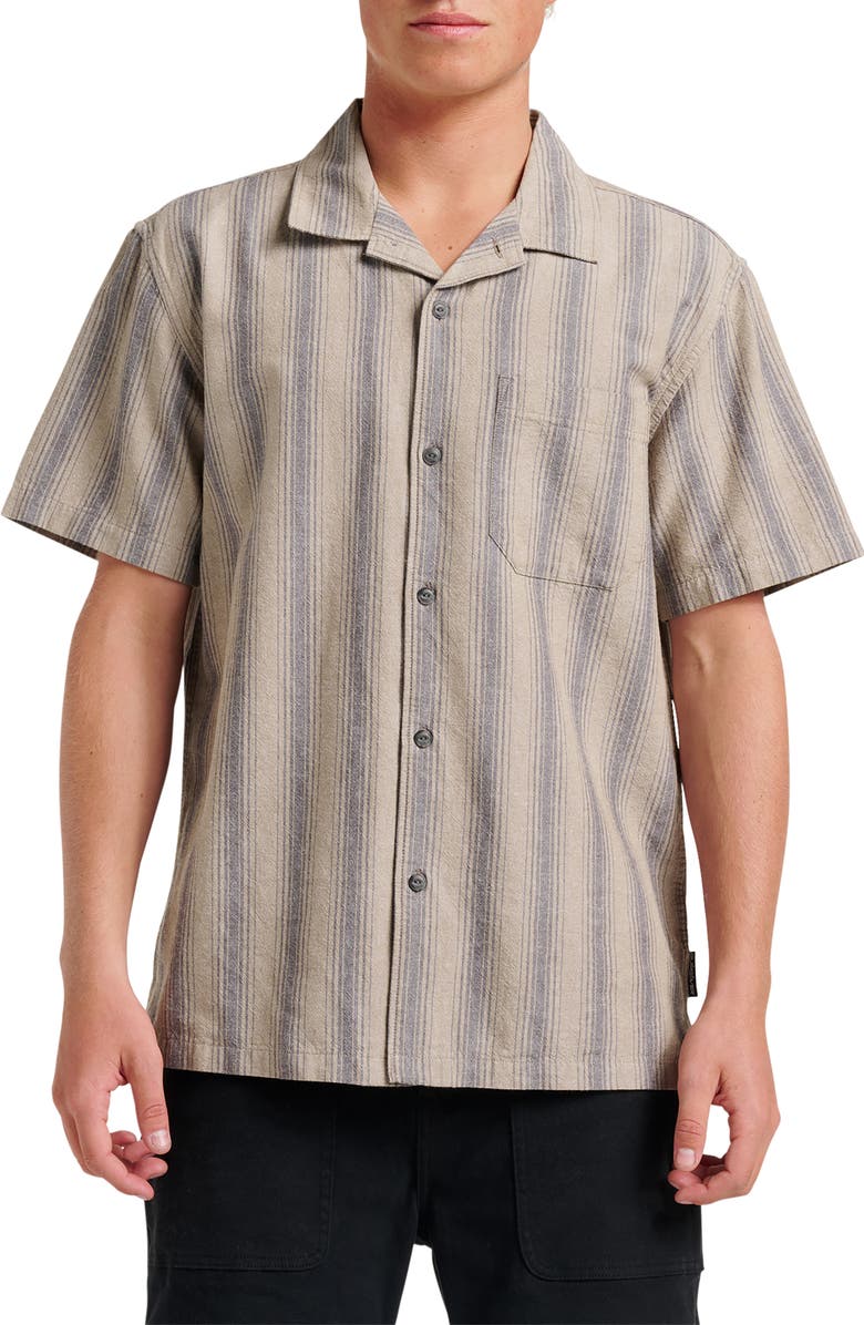 Quiksilver Oxford Stripe Cotton Button-Up Shirt, Main, color, Fallen Rock