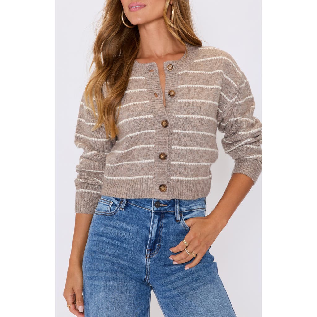 Vici Collection Blaire Stripe Crop Cardigan In Neutral