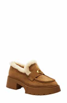 COACH Leah Genuine Shearling Trim Platform Loafer