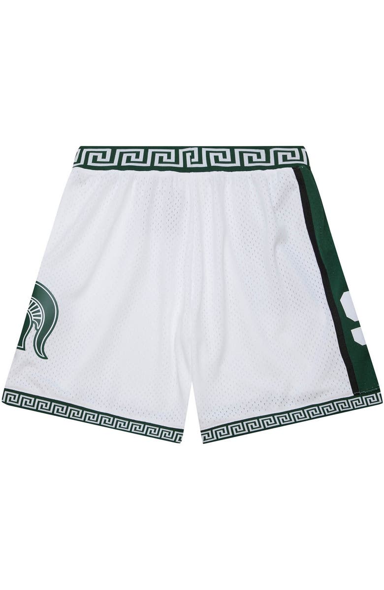 Mitchell & Ness Men's Mitchell & Ness White Michigan State Spartans 125th Basketball Anniversary 1999 Throwback Shorts, Alternate, color, White
