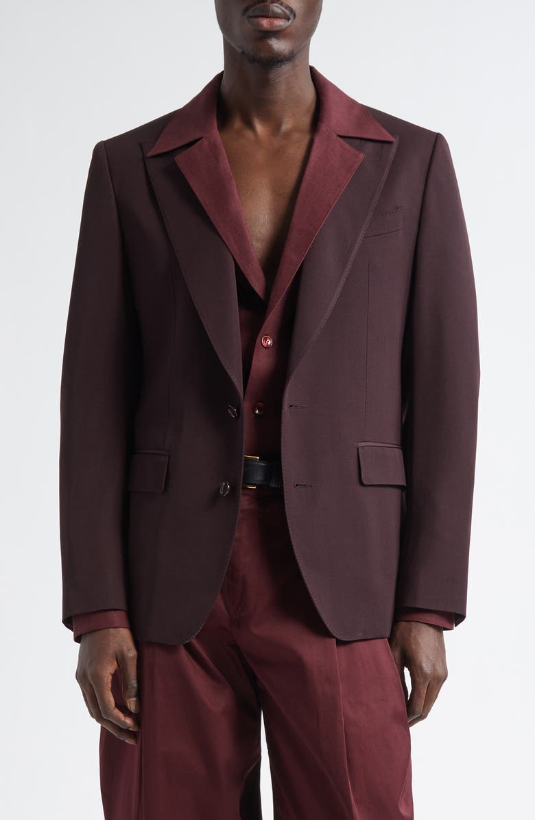 Dolce&Gabbana Single Breasted Wool Blazer, Main, color, M5039 Brown Dark Violet