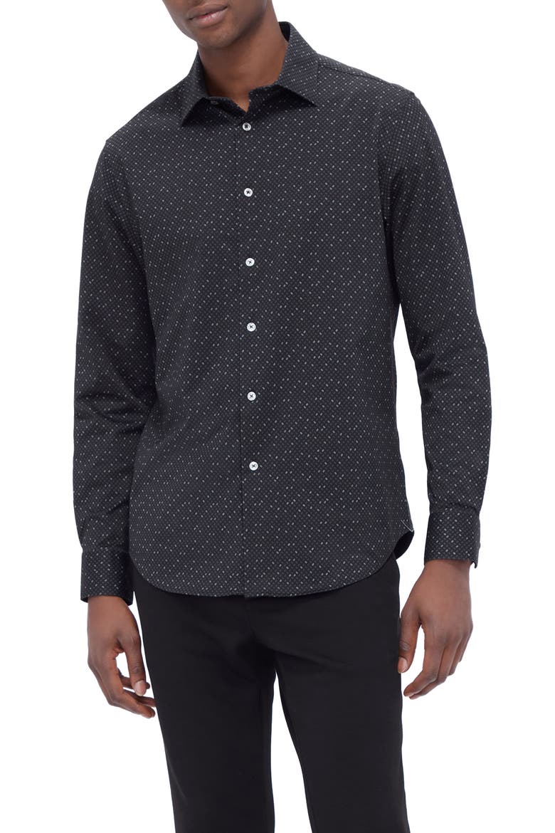 Jimmy OoohCotton® Geo Print Button-Up Shirt, Main, color, BLACK
