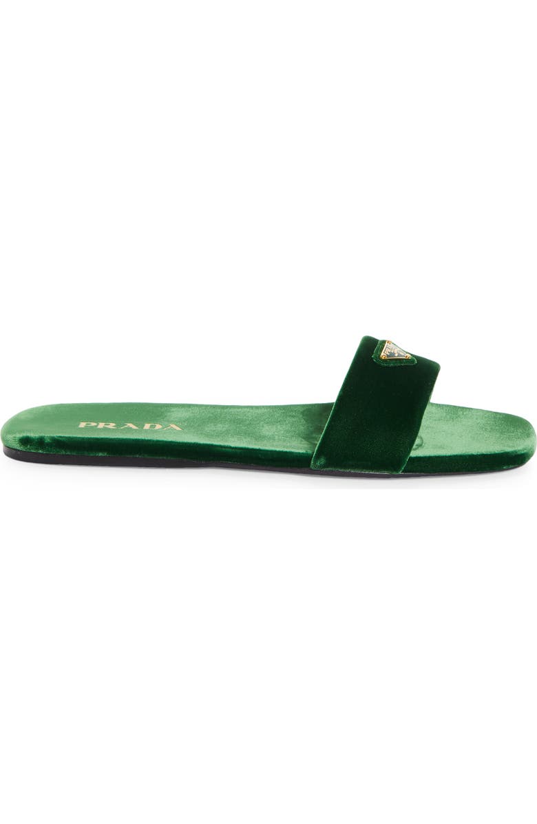 Prada Logo Velvet Slide Sandal, Alternate, color,