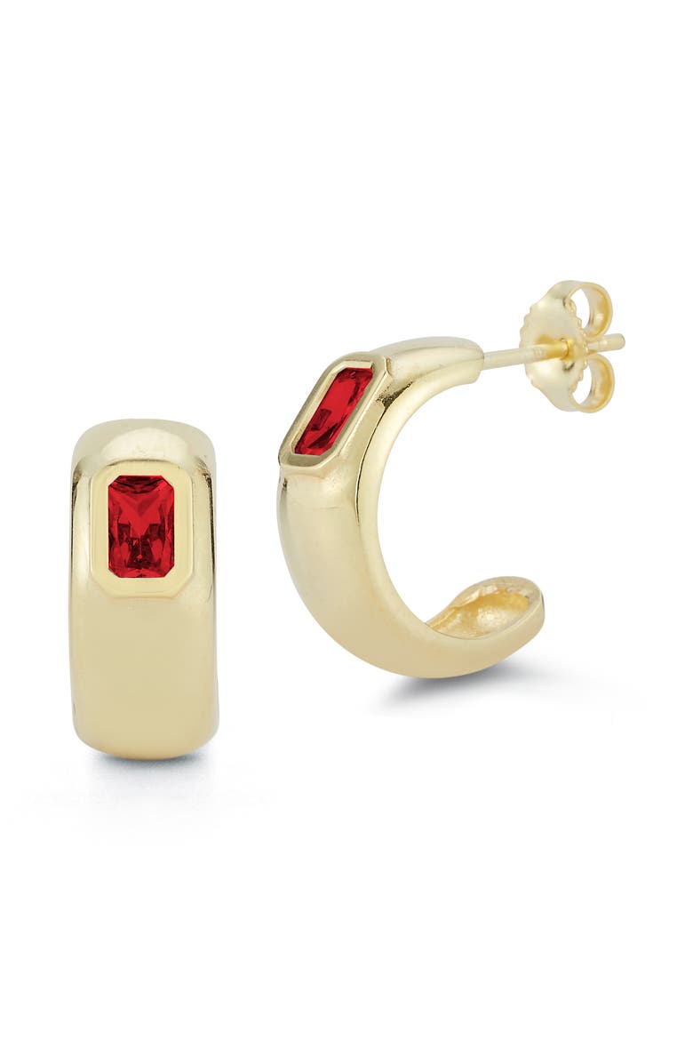 Cubic Zirconia Hoop Earrings, Main, color, GOLD