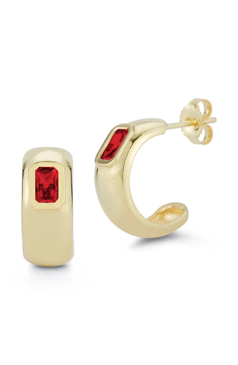 GLAZE JEWELRY Cubic Zirconia Hoop Earrings, Main, color, Gold