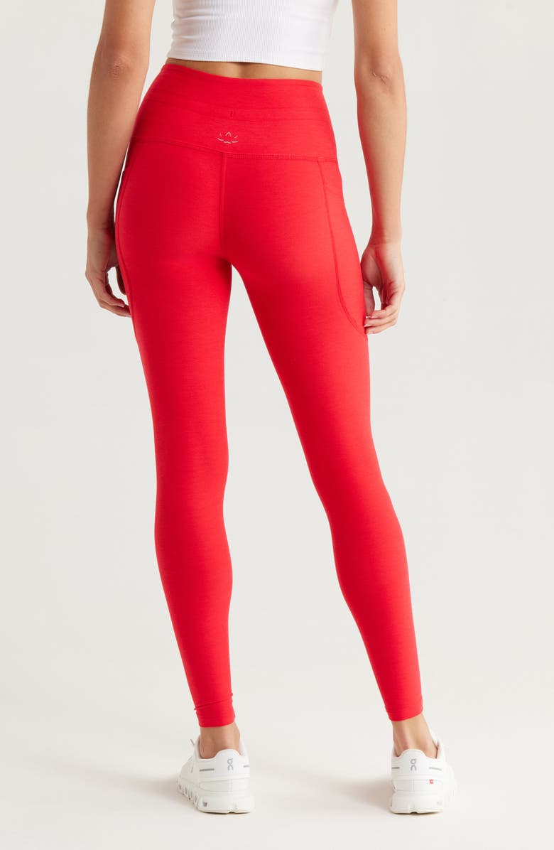 Beyond Yoga Space Dye Pocket Midi Leggings, Alternate, color, Candy Apple Red Heather