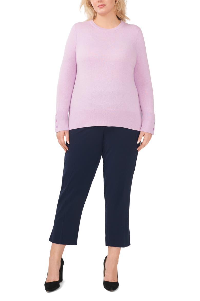 Button Cuff Cotton Blend Sweater, Alternate, color, ORCHID BLOOM